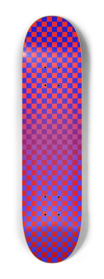 Red & Blue Crossfade Checks Skateboard 7-1/4 Mini/Kid Skateboard