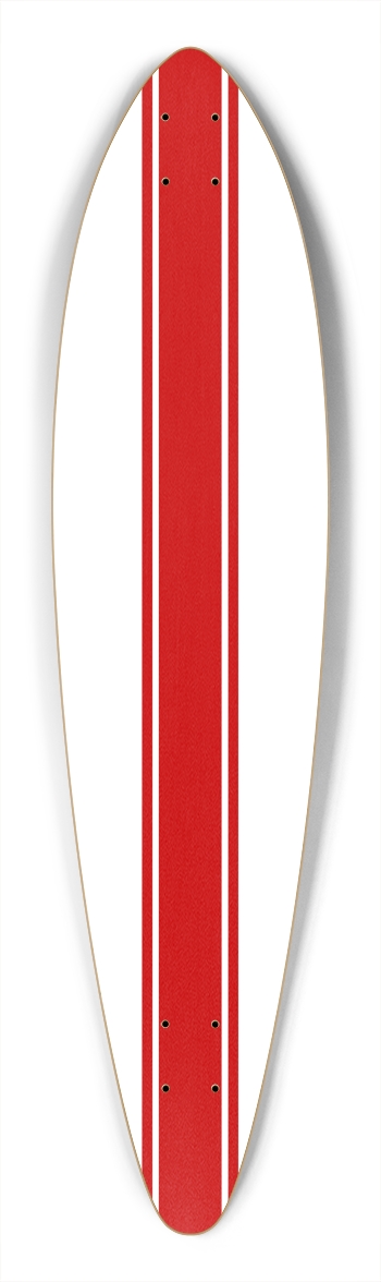 Racing White w/Red Stripe Longboard Pintail Longboard