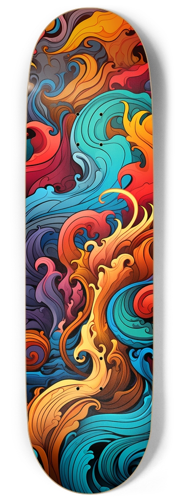 Rainbow Waves Pattern Skateboard 9 Inch Skateboard