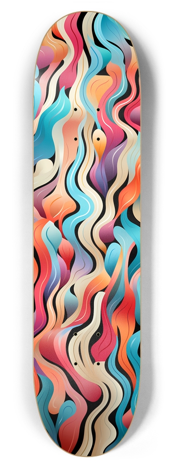 Colorful Wave Pattern Skateboard 7-7/8 Skateboard Deck