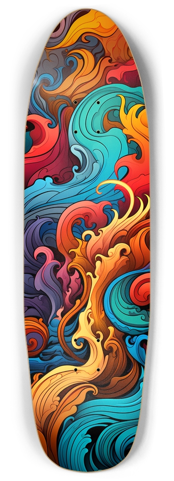 Rainbow Waves Skateboard Punk Nose Pool Shape
