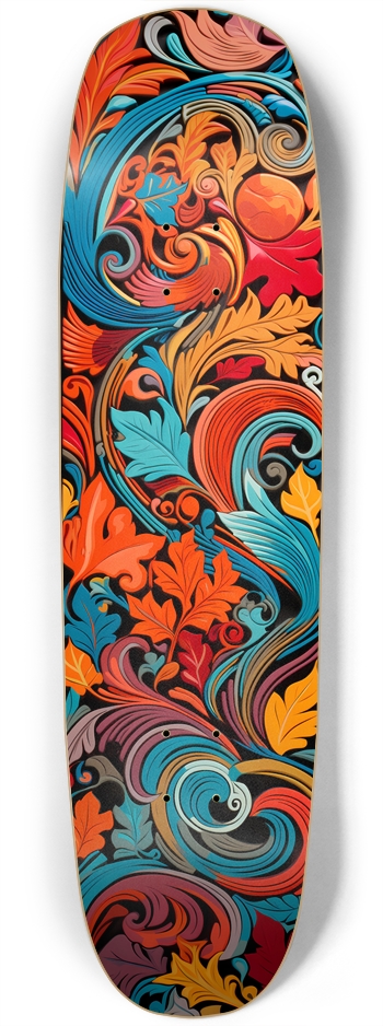 Ornate Leaf Pattern Skateboard Square Nose