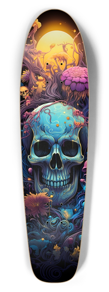 Acid Trip Skull Cruiser Skateboard Bottle Tail