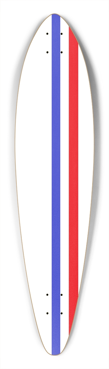 Custom Longboard Red & Blue Racing Strips Pintail Longboard