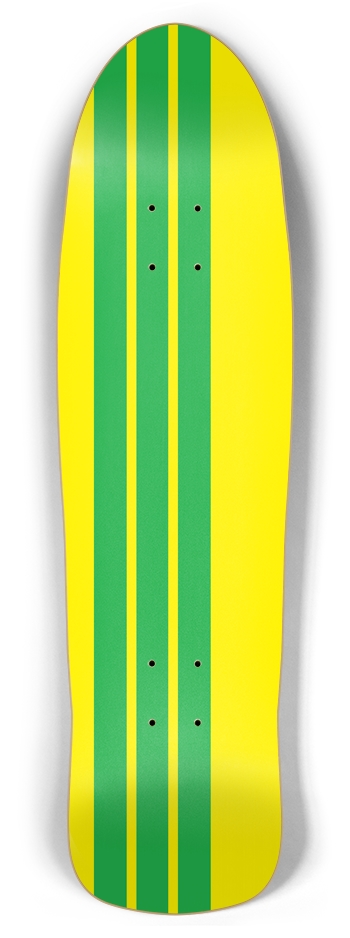 Custom Skateboard Green & Yellow Racing Strips Retro Rocket