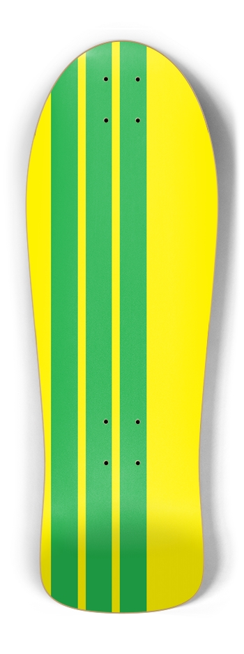Old School Skateboard Green & Yellow Racing Strips Old School Shape