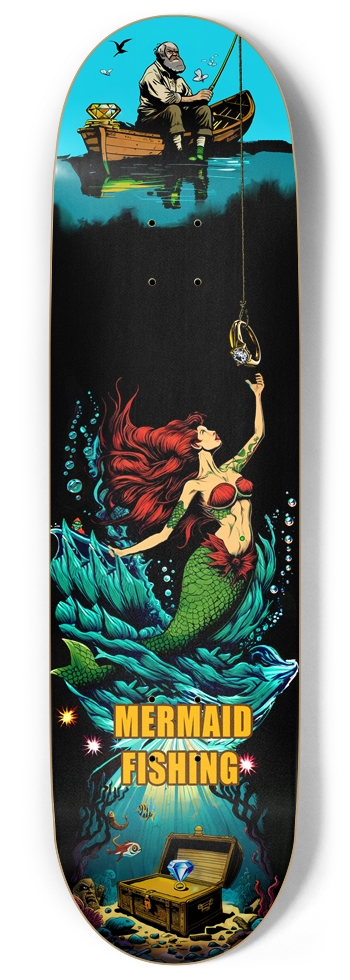 Mermaid Fishing - Skate Deck 9 Inch Skateboard