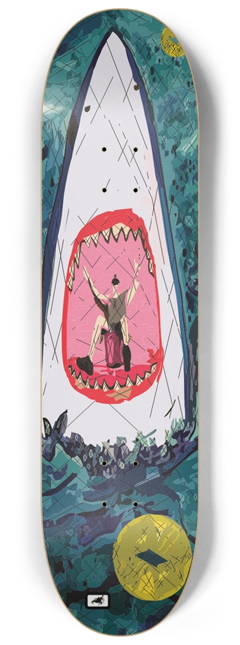 Shark-Attacking Custom Skateboard 8-1/4 Skateboard Deck