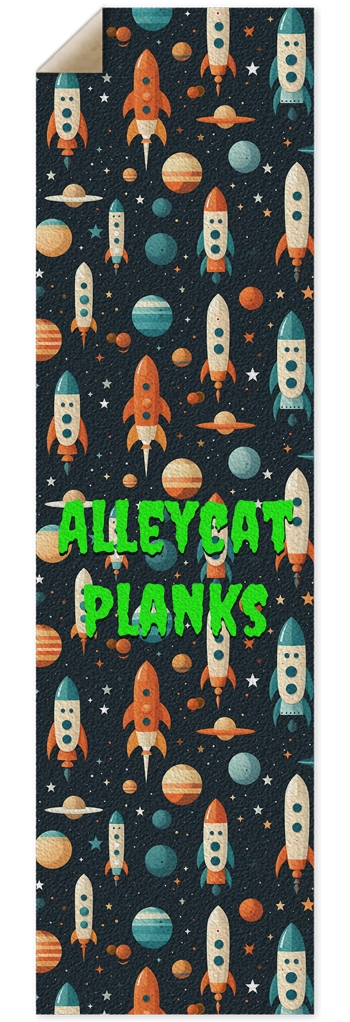 Alleycat Planks Retro Rocket Custom Griptape 10 x 36 Inch Griptape