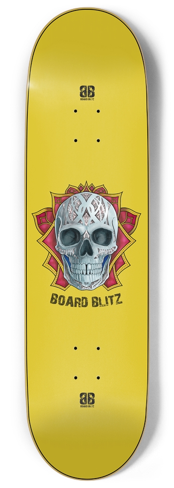 Skull Head Yellow 9" x 34" 9 Inch Skateboard