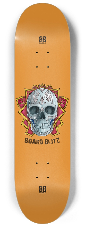 Skull Head Orange 8.25" x32" Deck 8-1/4 Skateboard Deck
