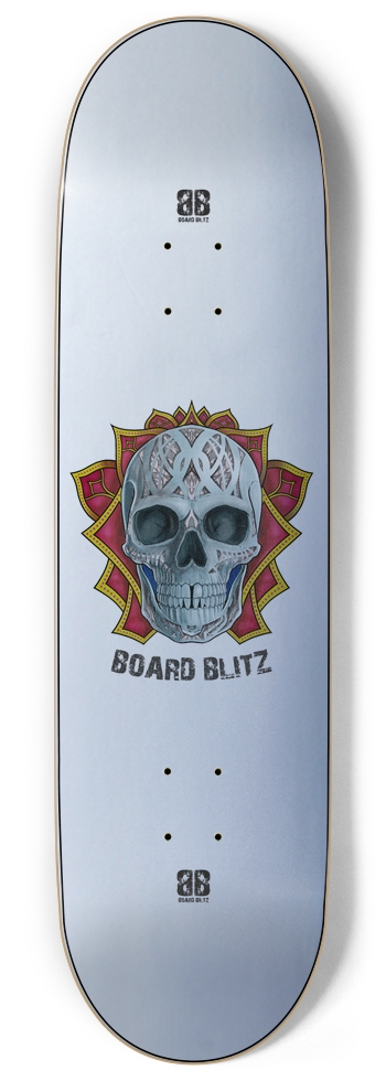 Skull Head Silver 9" x 34" 9 Inch Skateboard