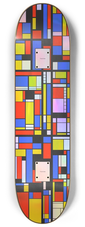 Mondrian style Abstract 8.25" x32" Holographic 8-1/4 Skateboard Deck
