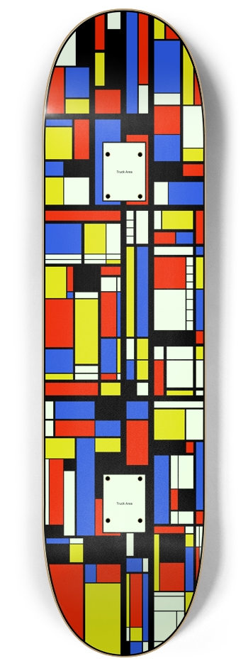 Mondrian style Abstract 8.25" x32" Deck (Glow) 8-1/4 Skateboard Deck