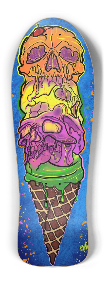 Neon Skull Ice Cream Old School Shape