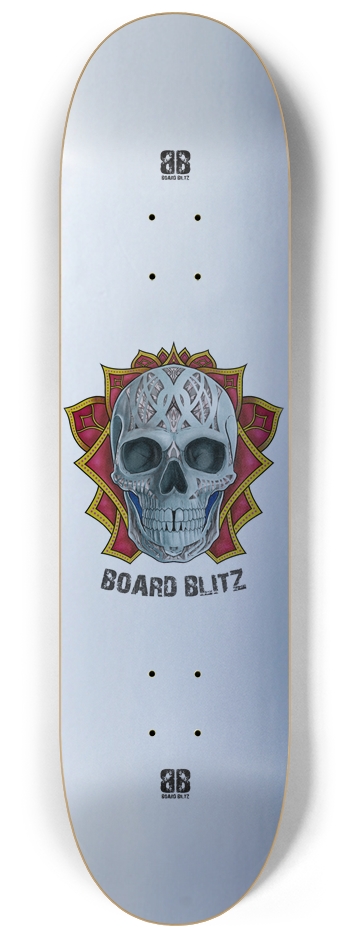 Skull Head Silver 8.25" x32" Deck 8-1/4 Skateboard Deck