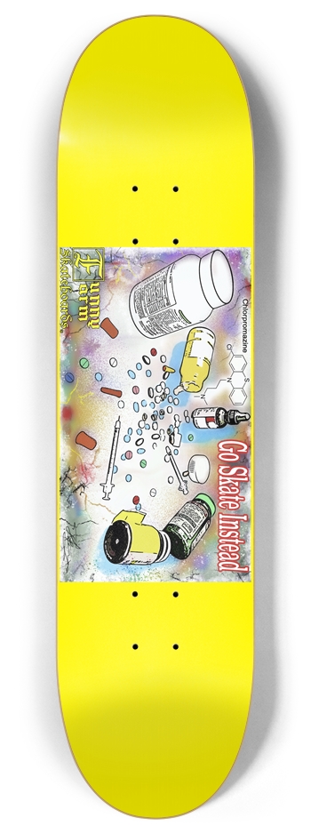 Go Skate Instead - 8.0" x 32" - Yellow 8 Inch Skateboard Deck