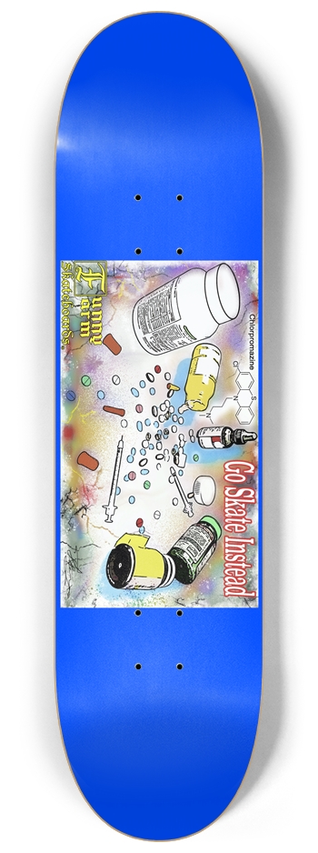Go Skate Instead - 8.25" x 32.25" - Blue 8-1/4 Skateboard Deck