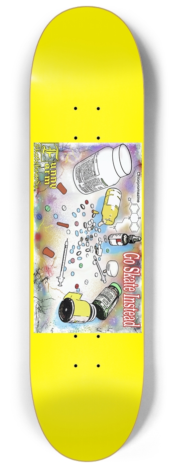 Go Skate Instead - 8.25" x 32.25" - Yellow 8-1/4 Skateboard Deck