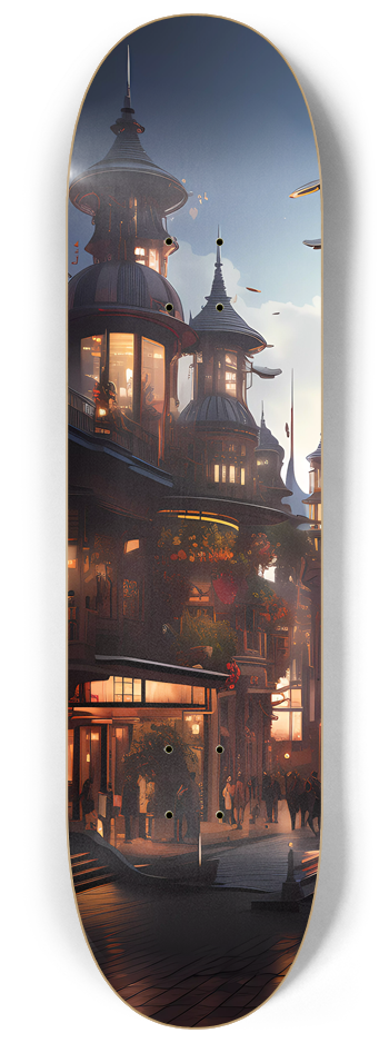 3 Deck Series - Futuristic City #1 8-1/4 Skateboard Deck