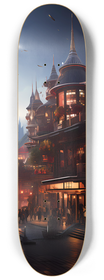 3 Deck Series - Futuristic City #3 8-1/4 Skateboard Deck