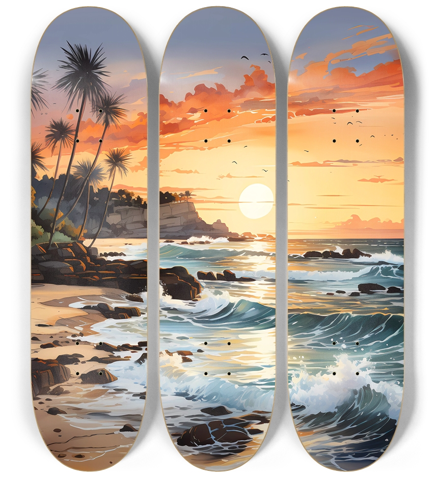 3 Deck Series - Sunset Surf 3 Deck Wall Series