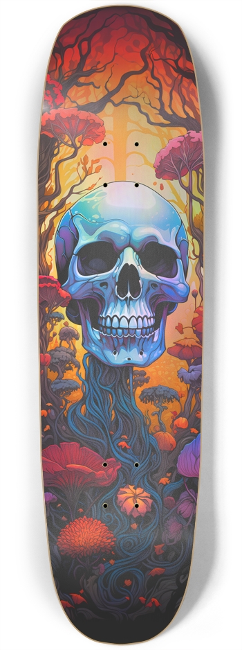 Holographic Psychedelic Skull Skateboard Square Nose