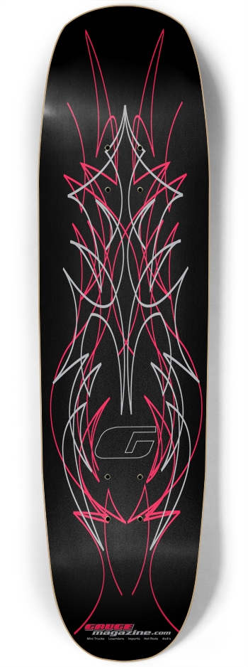 Hot Pink Pinstripe Gauge Magazine Skate Deck Square Nose