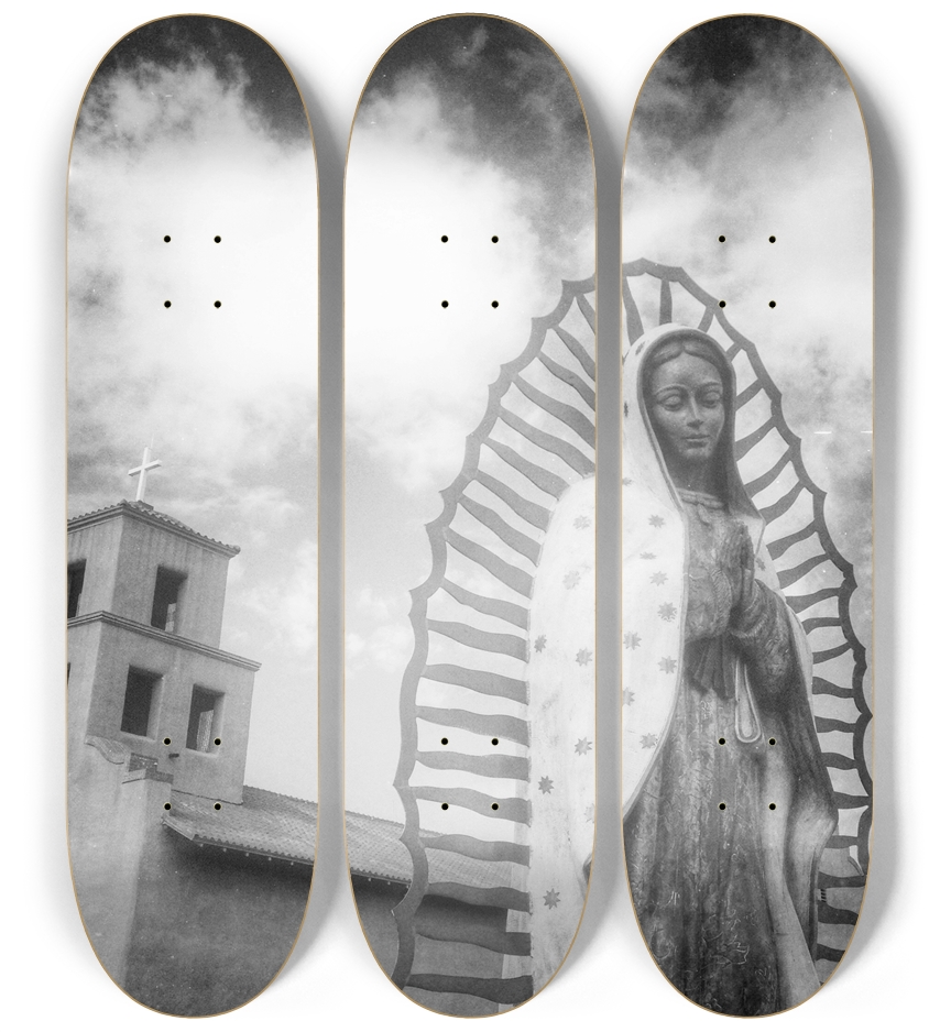 Virgin De Guadalupe Triptych Custom Skateboard  3 Deck Wall Series