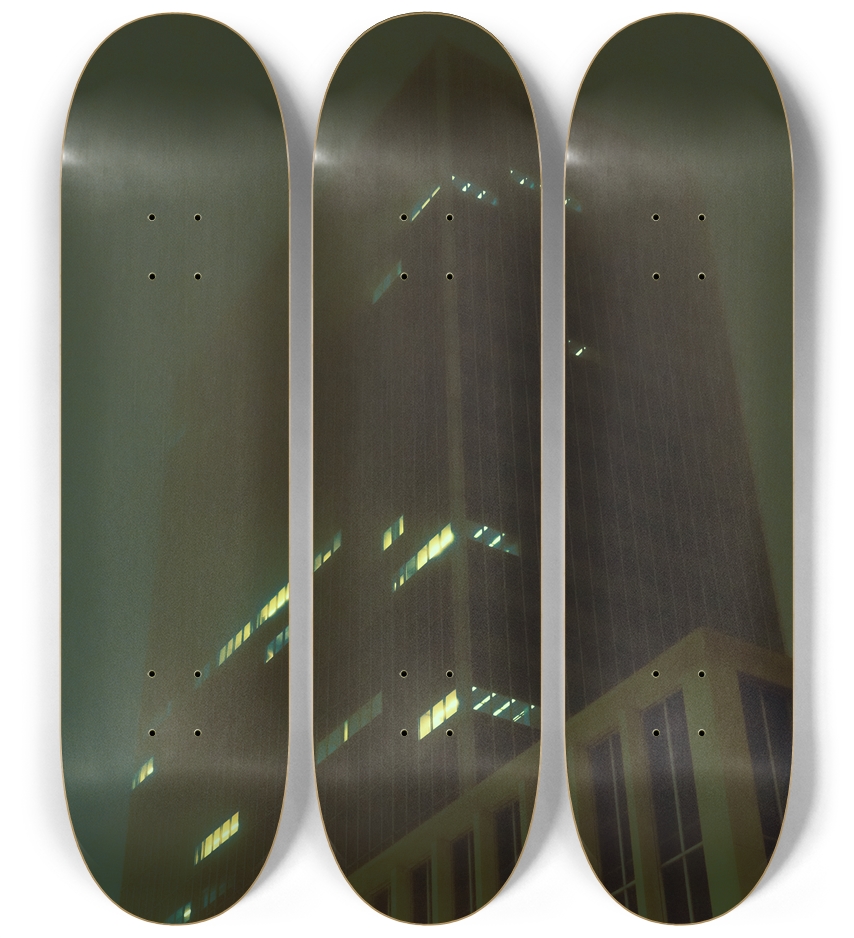 Building in the Fog (glow in the dark) 3 Deck Wall Series