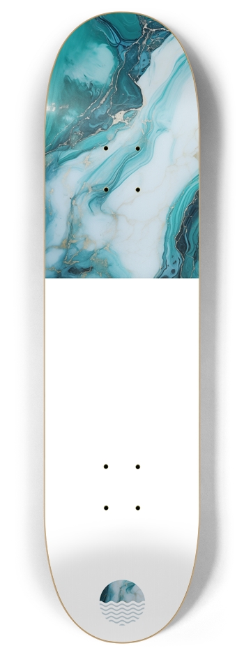 Teal Marble 8 Inch Skateboard Deck