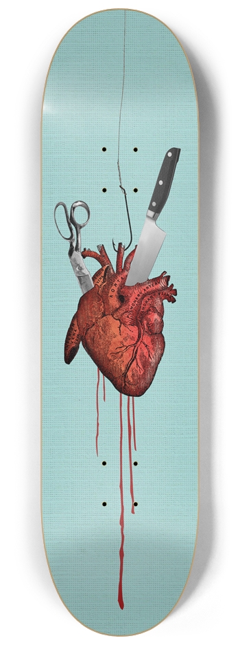 Damaged Heart 8-1/4 Skateboard Deck