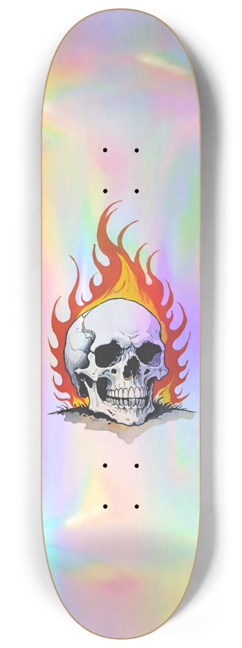 Classic 80s Style Trap Skull Hologram Trick Deck 8-1/4 Skateboard Deck