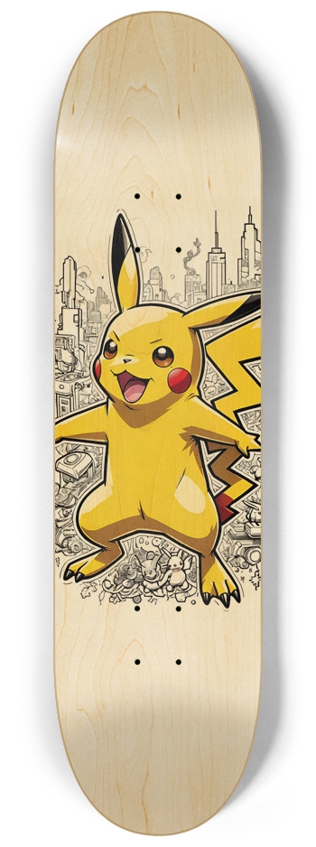 90s Style Pikachu Crisis Trap Trick Deck 8-1/4 Skateboard Deck