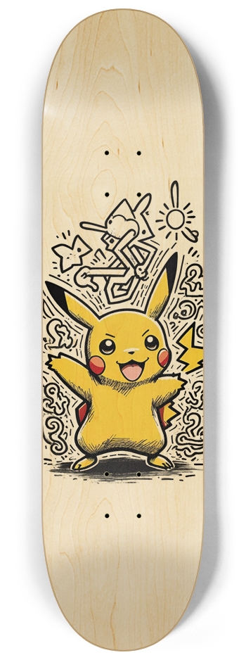 90s Style Pikachu Crisis Trap Trick Deck 8-1/4 Skateboard Deck