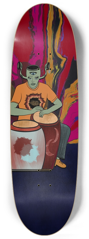 Surreal Conga Drummer Custom Skateboard Egg Shape