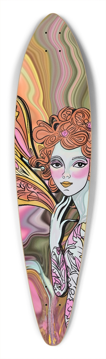 Red Headed Fairy Custom Pintail Longboard
