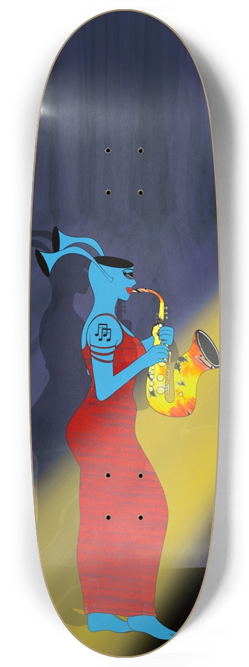 Surreal Sexy Saxophonist Custom Skateboard Egg Shape