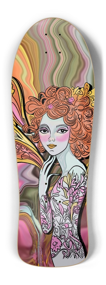 Red Headed Fairy Custom Old School Skateboard Old School Shape