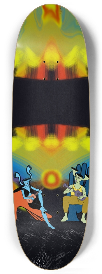 Surreal Ukulele Duo Custom Skateboard Egg Shape