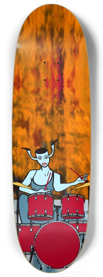 Red Beat: Surreal Drummer Custom Skateboard Egg Shape