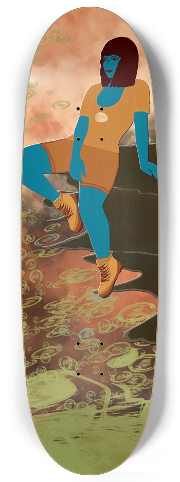 Blue Horizon: Cliffside Contemplation Skateboard Egg Shape