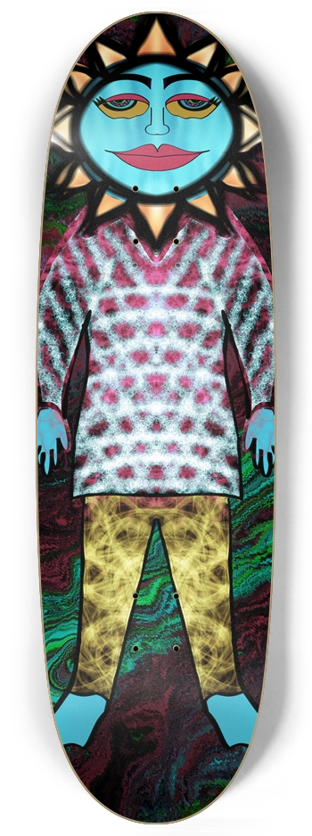 Solar Stance: Chromatic Sun Custom Skateboard Egg Shape
