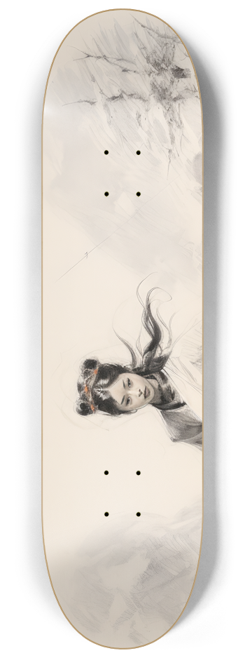 Japanese Warrior and Her Wolf 3 board Wall Art #1 8-1/4 Skateboard Deck