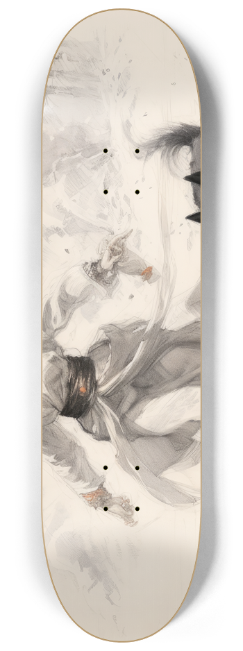 Japanese Warrior and Her Wolf 3 board Wall Art #2 8-1/4 Skateboard Deck