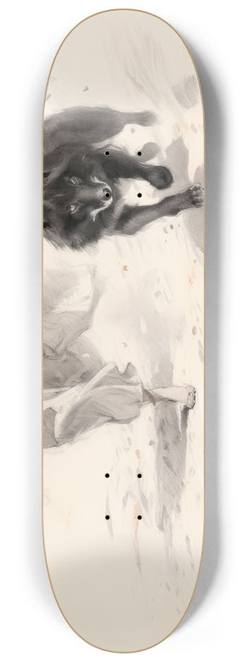 Japanese Warrior and Her Wolf 3 board Wall Art #3 8-1/4 Skateboard Deck
