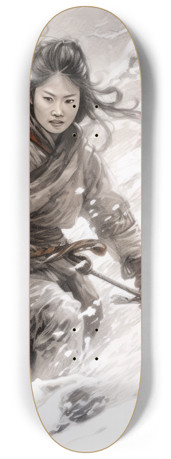 Japanese Warrior and her Wolf #2 8-1/4 Skateboard Deck