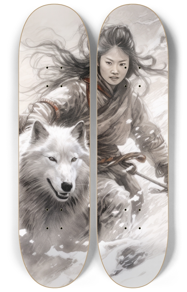 Japanese Warrior and her Wolf 2 Deck Wall Series