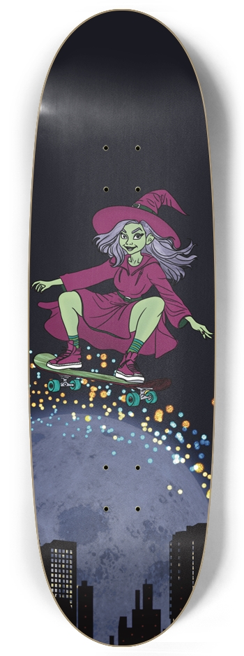 Midnight Magic: Witch's Moon Ride Skateboard Egg Shape