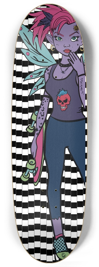 "Punk Pixie: Violet Riot" Custom Skateboard Egg Shape